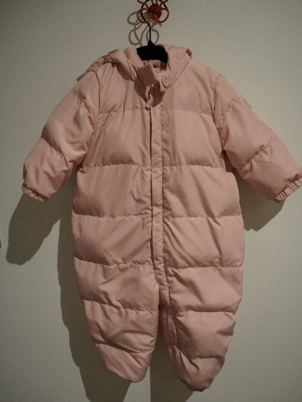 Baby Gap 12-18M Down Bunting Full Zip Icy Pink Warmest Down Snow Suit Coat Hood